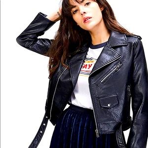 LY VAREY LIN Women/'s Floral Embroidered Faux Leather Moto PU Jacket Coat